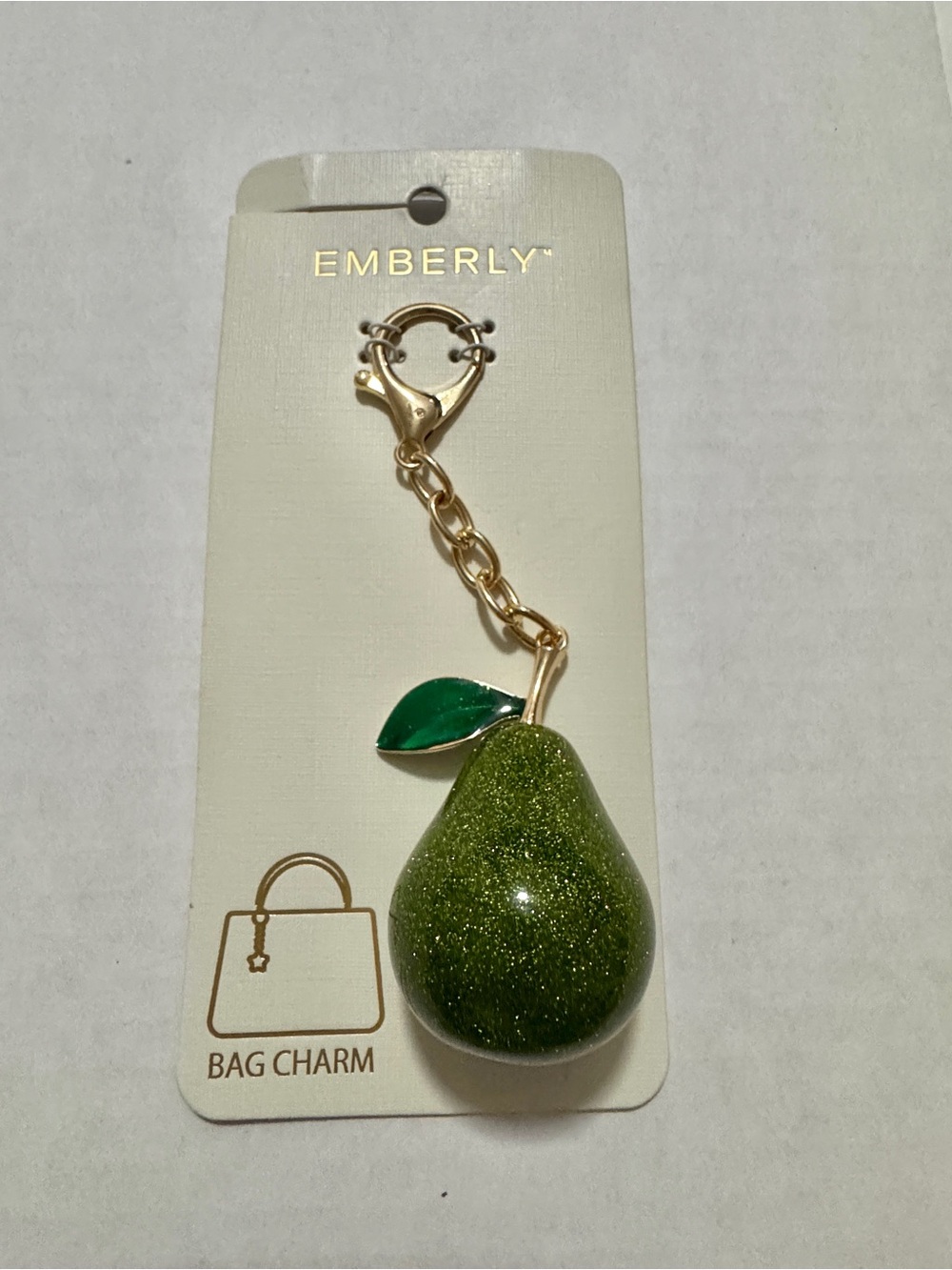 Green Pear Bag Charm Keychain